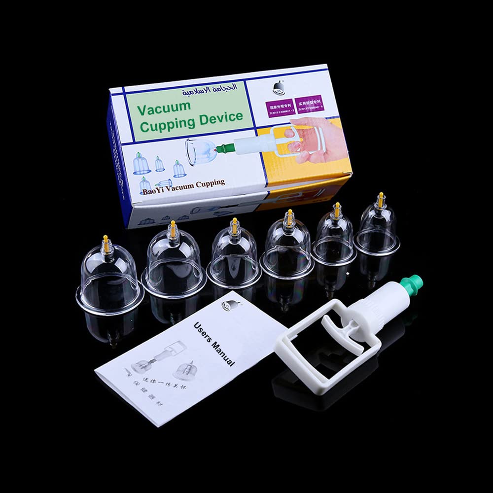 Hsthe Sea Chinese Cupping Therapy Set, 6 Vacuum Air Suction Cups with Pumping Handle