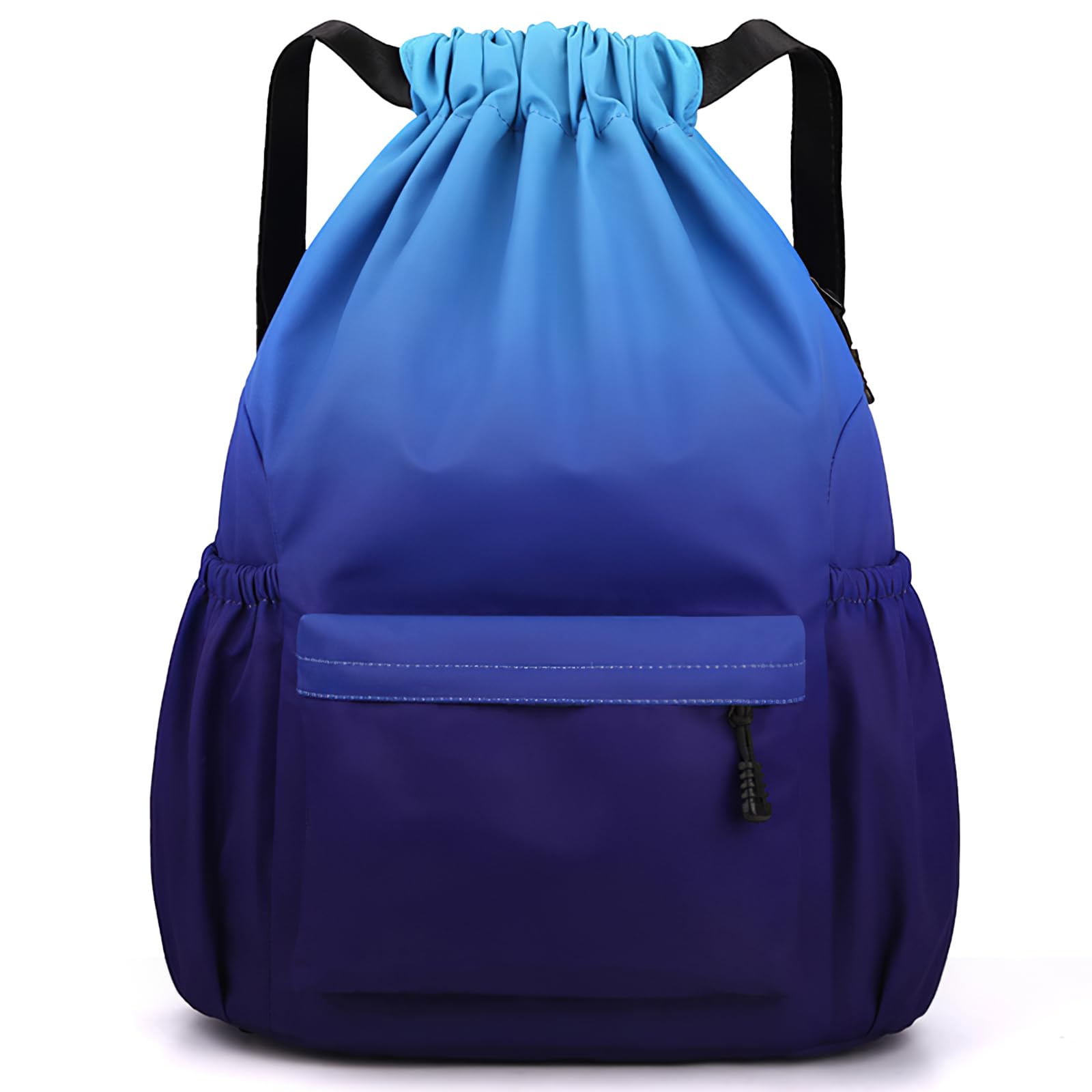 Tesmien Drawstring Bags,Waterproof Swimming Bags Unisex Sports Backpacks for Kids Adult, Large Drawstring Sackpacks Bags for School Gym Sports Travel Swimming-Gradual Blue — image 1
