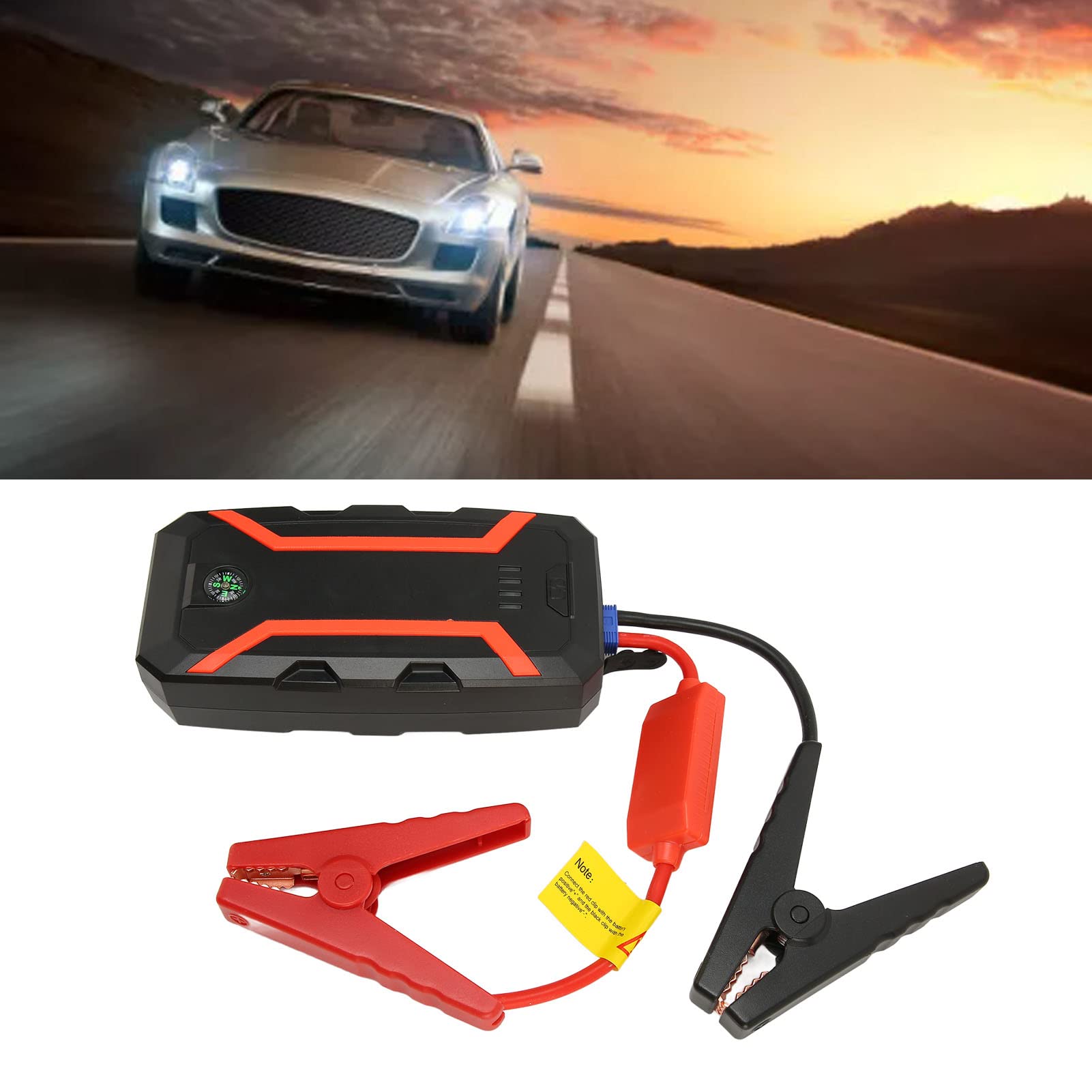 Focket Avviatore di Emergenza per Auto, 1500A Picco 12000mAh 12V Batteria Booster Pack con Cavi di Ponticello, Caricabatterie Portatile Power Bank per Motori a Gas Fino a 7L / 5.5L