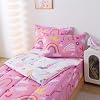 qjmiaofang Kids Comforter Set Zipper Bedding Twin Rainbow Comforter for Girls with Star Sheets Zip Up Rainbow Bed Set Princess Themed All in One Zipper Bedding Fitted Sheet and Pillowcases for Home
