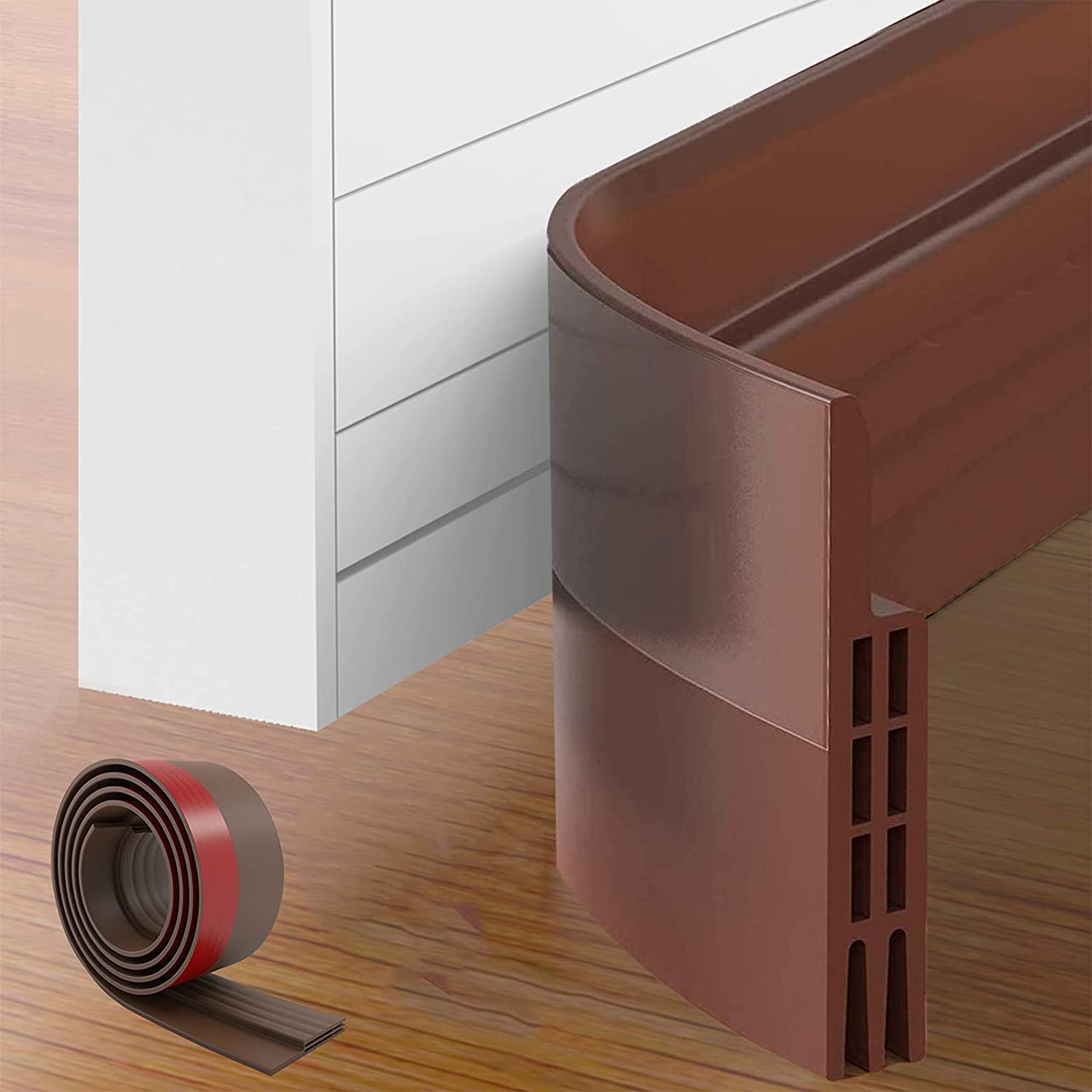 ELECDON 1 Pack Door Draft Stopper, 39"L Under Door Draft Blocker, Soundproof Door Sweep Weather Stripping for Doors, 2" W Brown