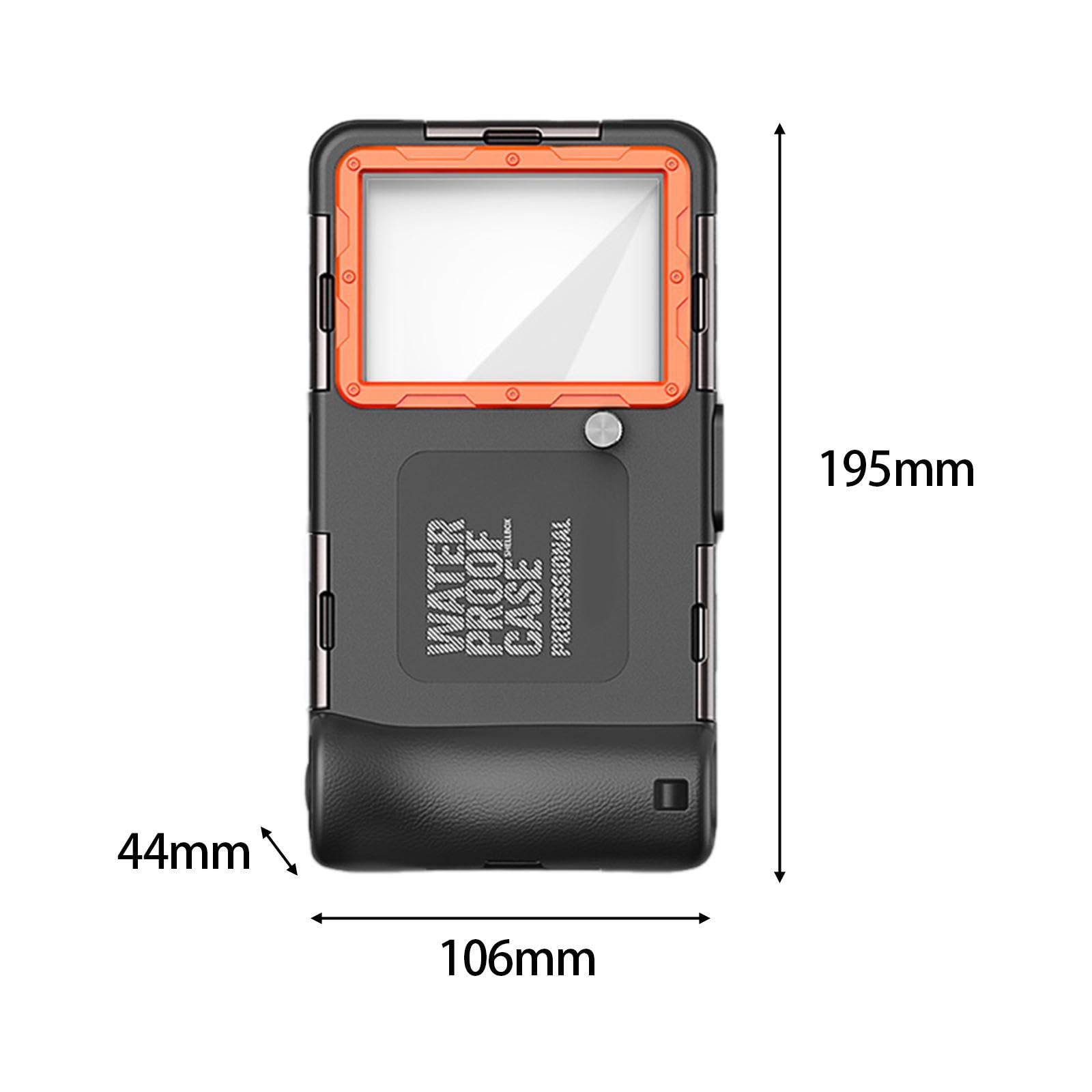Funda para Teléfono de Buceo, Anillo de Sellado Profesional de 15M/50 Pies con Cordón, Cubierta Subacuática para Teléfono, Resistente Al Agua para NAD, Naranja Negro