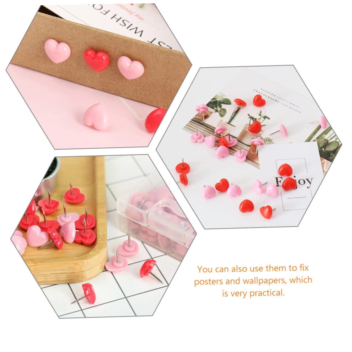 STOBOK Punaises Liège Forme De Cœur Multicolores pour Tableau Et Photos Accessoires pour Bureau Et Maison