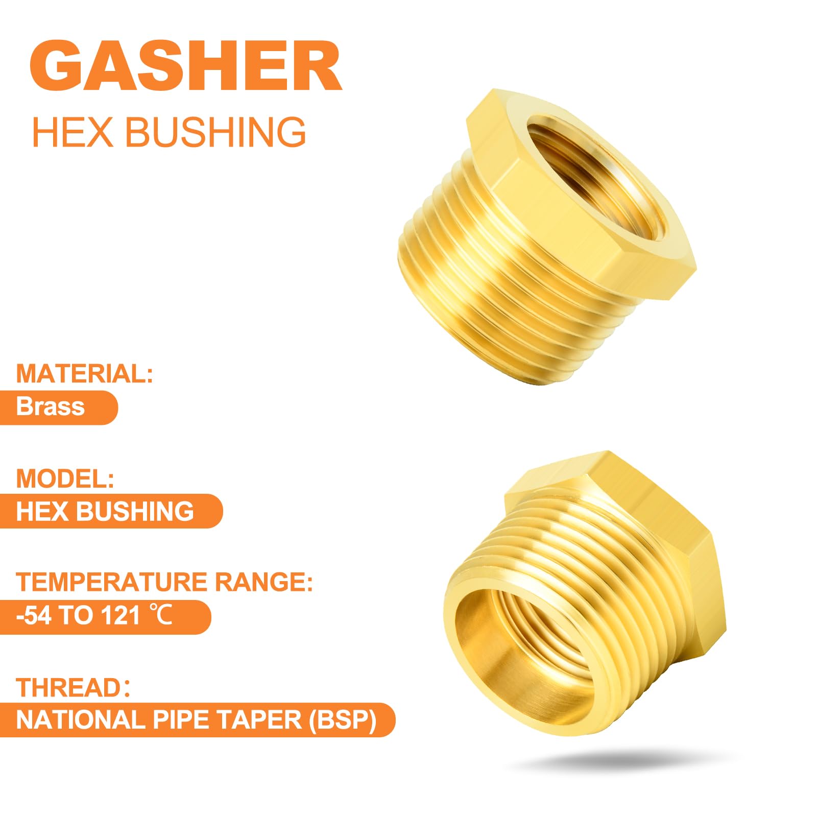 GASHER 12pezzi latón hexagonal buje Kit de montaje hexagonal buje 1/4"- 1/8", 3/8"- 1/8", 3/8" - 1/4", 1/2" - 1/4", 1/2" - 3/8", 3/4" - 1/2"