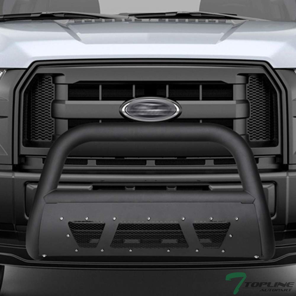 TLAPS Matte Black Studded Mesh Bull Bar Brush Push Front Bumper Grill