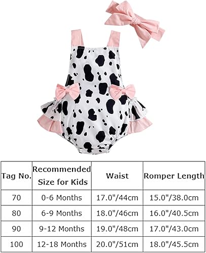 Vista 7 de IMEKIS Newborn Baby Girl Cow Romper Ruffle Outfit Headband Set 1st Birthday Cake Smash Photo Shoot