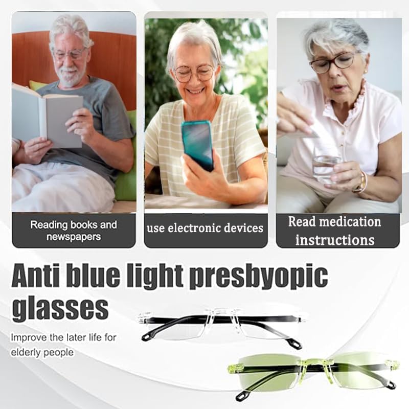 2 Pcs of Auto Focus Glasses, Intelligent Zoom Anti-Blue Light Presbyopia Glass with Case and Glasses Cloth, Smart Zoom Reading Glass - Image 4