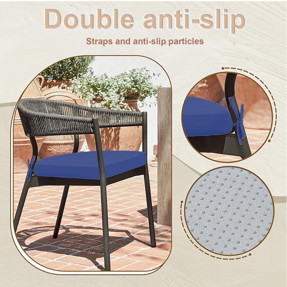 Set di 4 cuscini impermeabili per sedie a forma di U, antiscivolo, per interni ed esterni, per casa, ufficio, cucina, sala da pranzo, 50 x 50 x 3 cm, comodo supporto e lacci di sicurezza