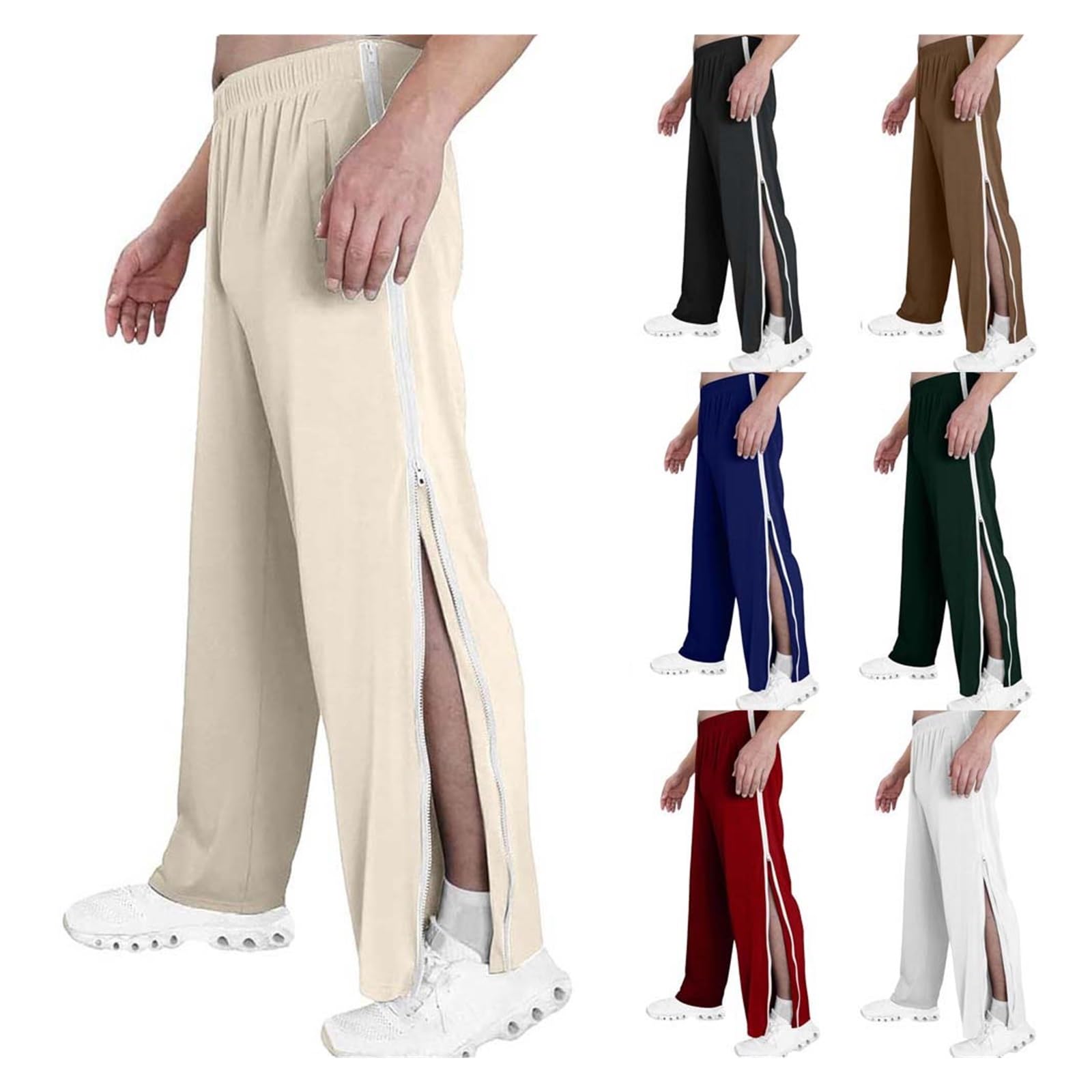Pantaloni da Allenamento da Basket da Uomo da Jogging con Cerniera su Tutta La Lunghezza Sportivi for Il Tempo Libero Larghi da Uomo Senza Polsini da Uomo Relax(Apricot,M)
