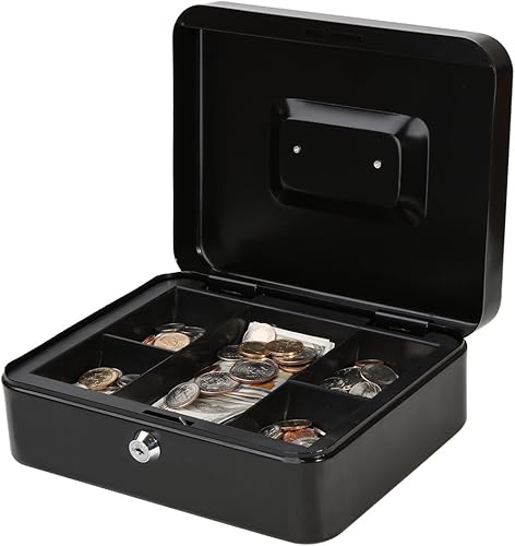 Miniatura 2 de Decaller - Caja de efectivo metálica con bandeja de dinero con cerradura de llave para seguridad negro mediana 238 x 198 x 889 cm