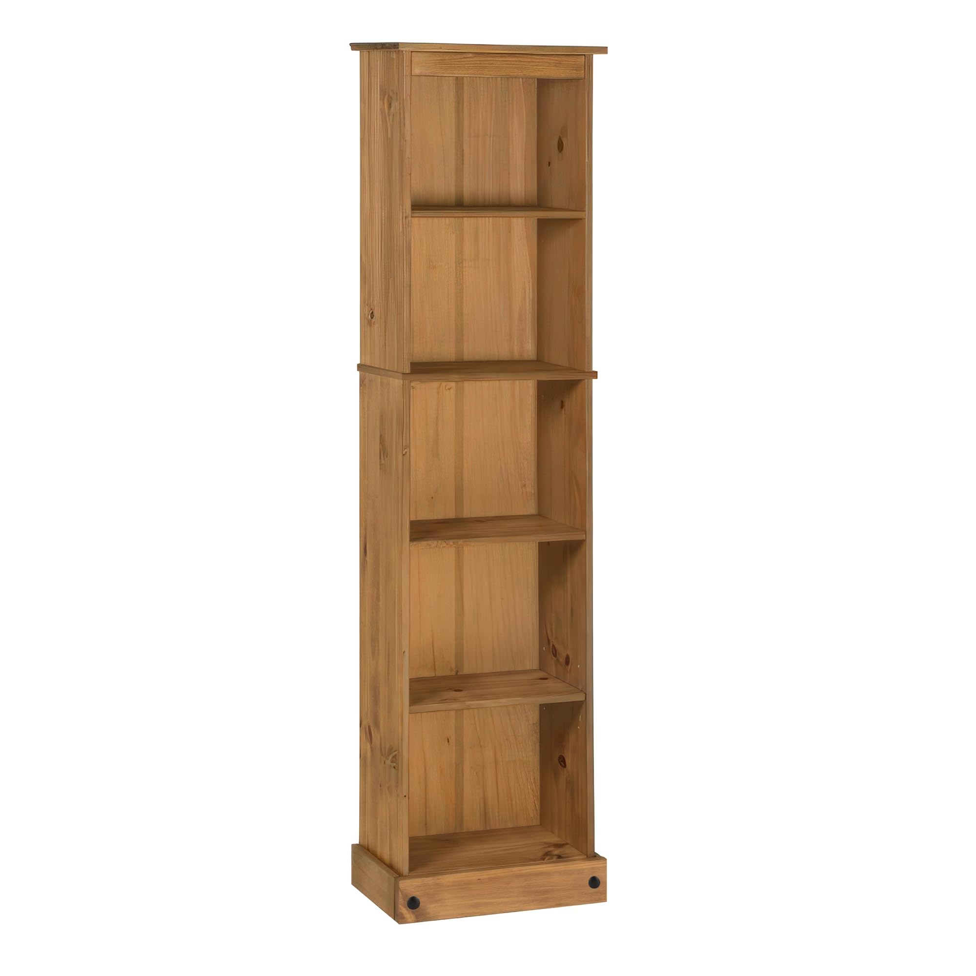 Corona Furniture Solid Wood Pine Tall Narrow Bookcase Wooden Shelving Unit Slim Shallow Book Shelf Mexican Style Office Hallway Lounge Living Room Bedroom 176cm High 46cm Wide 20cm Deep