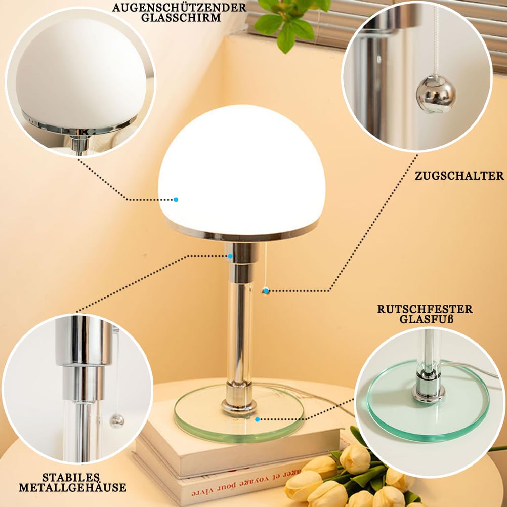 Pilzlampen Tischlampe,Moderne LED Pilz Lampe Snachttischlampe mit Schalter,3000K/4500K/6000K Kinder Schreibtisch Leselampe,Tisch Deko Beleuchtung Mushroom Lamp für Schlafzimmer,Silber