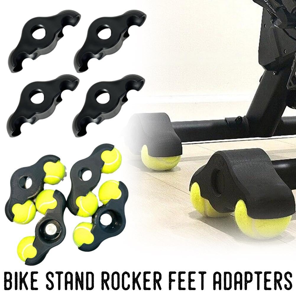4 Pack Indoor Cycling Snap Rocker Feet Adapters With 8 Pack Tennis Balls, Portable Rocker Plate Bike Trainer, Home Indoor Exercise Equipment, Shock Absorbing Core Workout Equipment