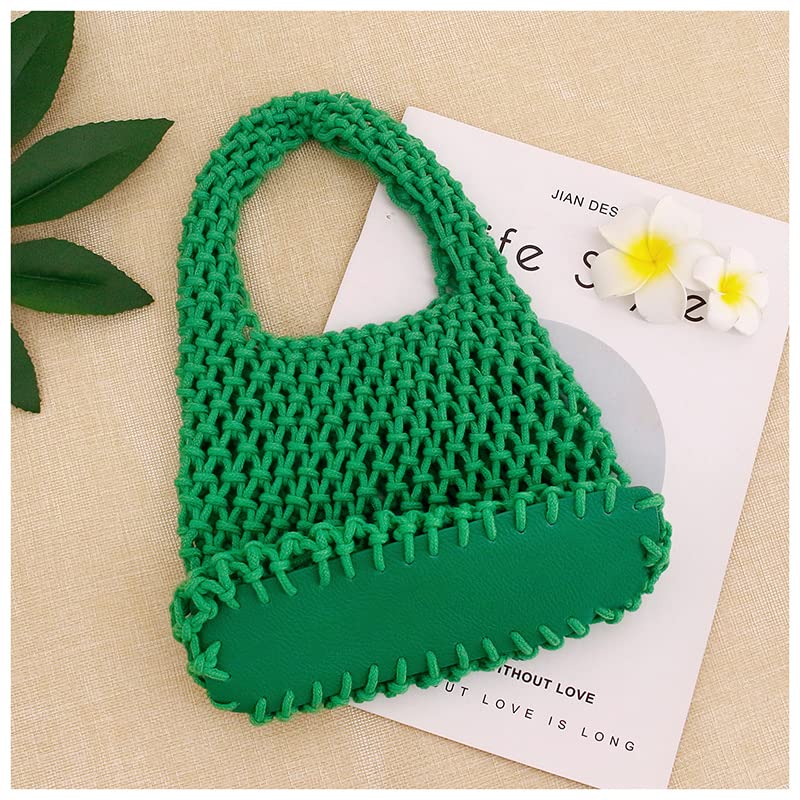 Image of Naimo Straw Beach Bag Woven Rattan Shoulder Bag Fishing Net Handbag Cotton Rope Tote Summer Crochet Hobo Bag