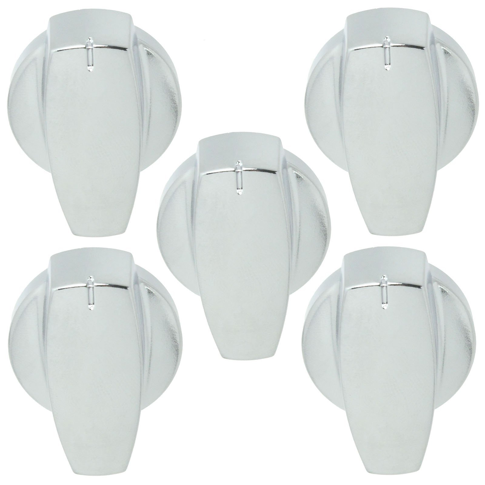 Belling Original-Reglerknauf für Gasherde (silberfarben / Chrom) 1, 2, 3, 4, 5 oder 6 Stück Pack Quantity: 5