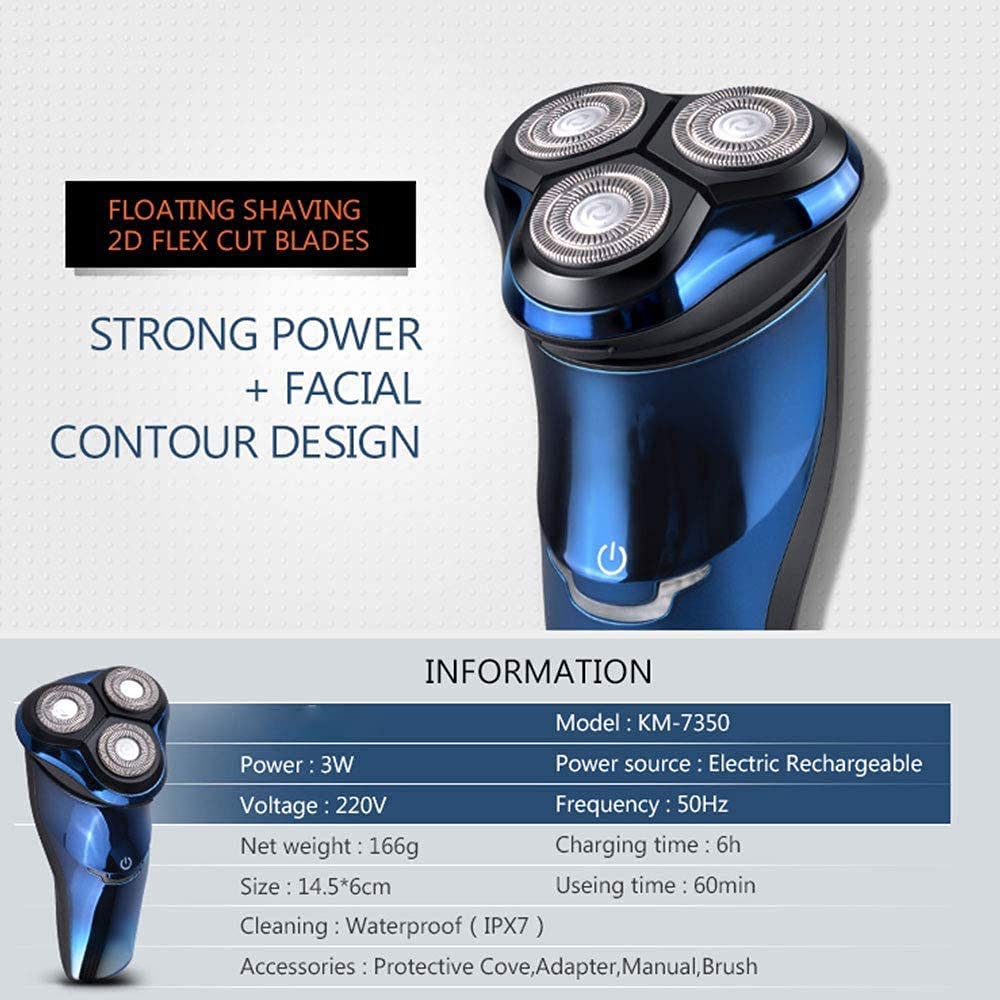 Rasoio Elettrico, Rasoio Elettrico Ricaricabile con Trimmer Pop-up, rasoi Impermeabili IPX7 RABAVERS RICARABILE 3D Rasoio Rotante Rasoio