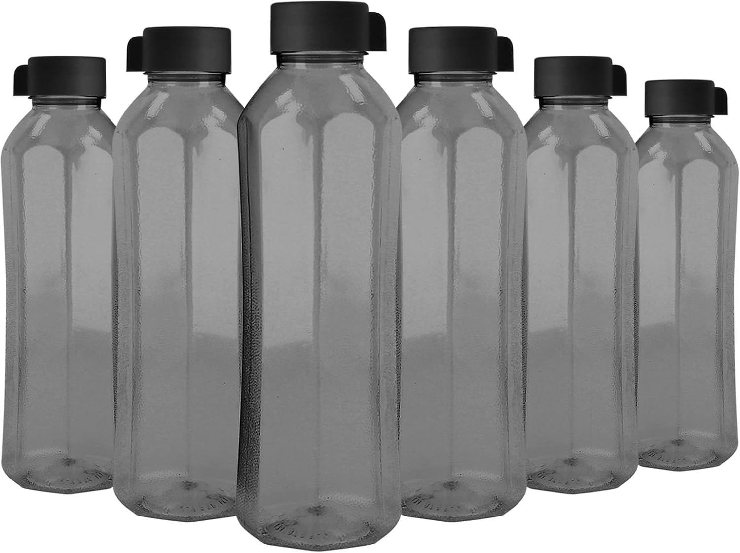 Plastic Water Bottles 6 Pack 1L Juice Bottles Reusable Smoothie Drink