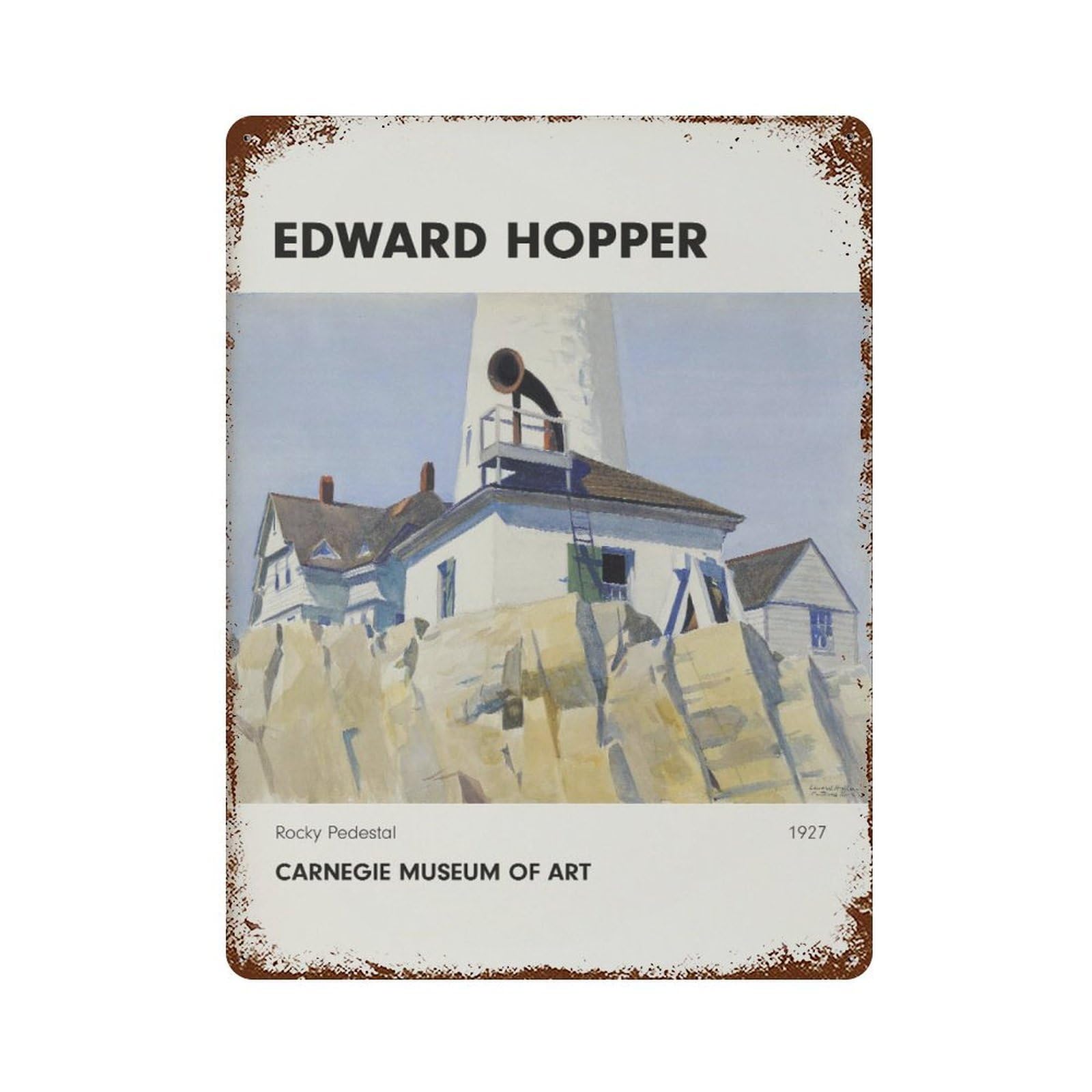xiaoxiaoshen Edward Hopper 'rocky Pedestal' Vintage Wall Decor Art Metal Tin Poster Modern Home Decor Art Home Bar Shop Decorations Vintage Sign 40x30cm