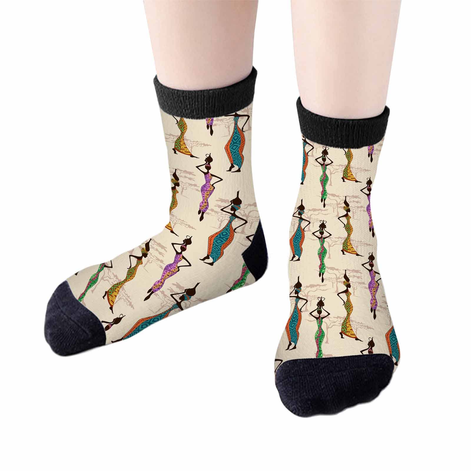 Red Striped Crew Socks for Woman Size 6-8 Christmas Tree Moose Snowflake Dots Lines Girls Socks