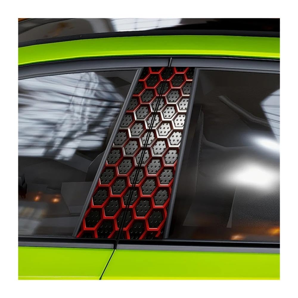 Bertdcx One Color Red Hexagonal Honeycomb Metal Mesh Film For Car B-Pillars Sticker Auto Parts