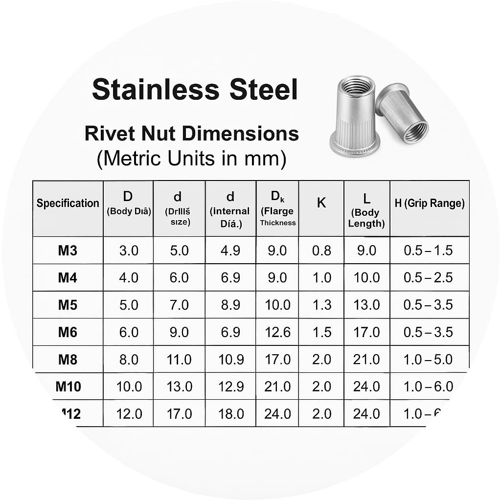 Ulisem 170 Pezzi In Acciaio Inox Rivetto Dado Strumento Testa - Foto 3