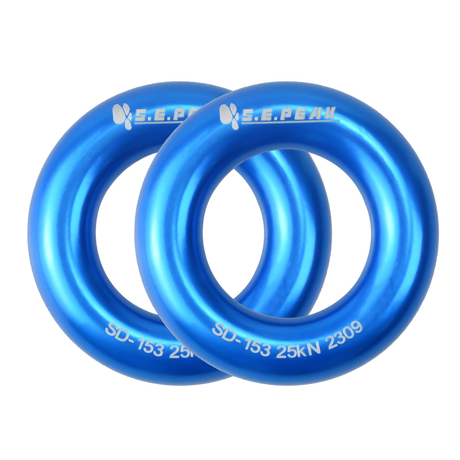 S.E.PEAK 25kN Small Aluminum Rappel Ring, Perfect Tension O-Ring, Connection Ring for Rock Climbing, Arborist, Hammock, Rescue, Slackline, Blue, Pack of 2