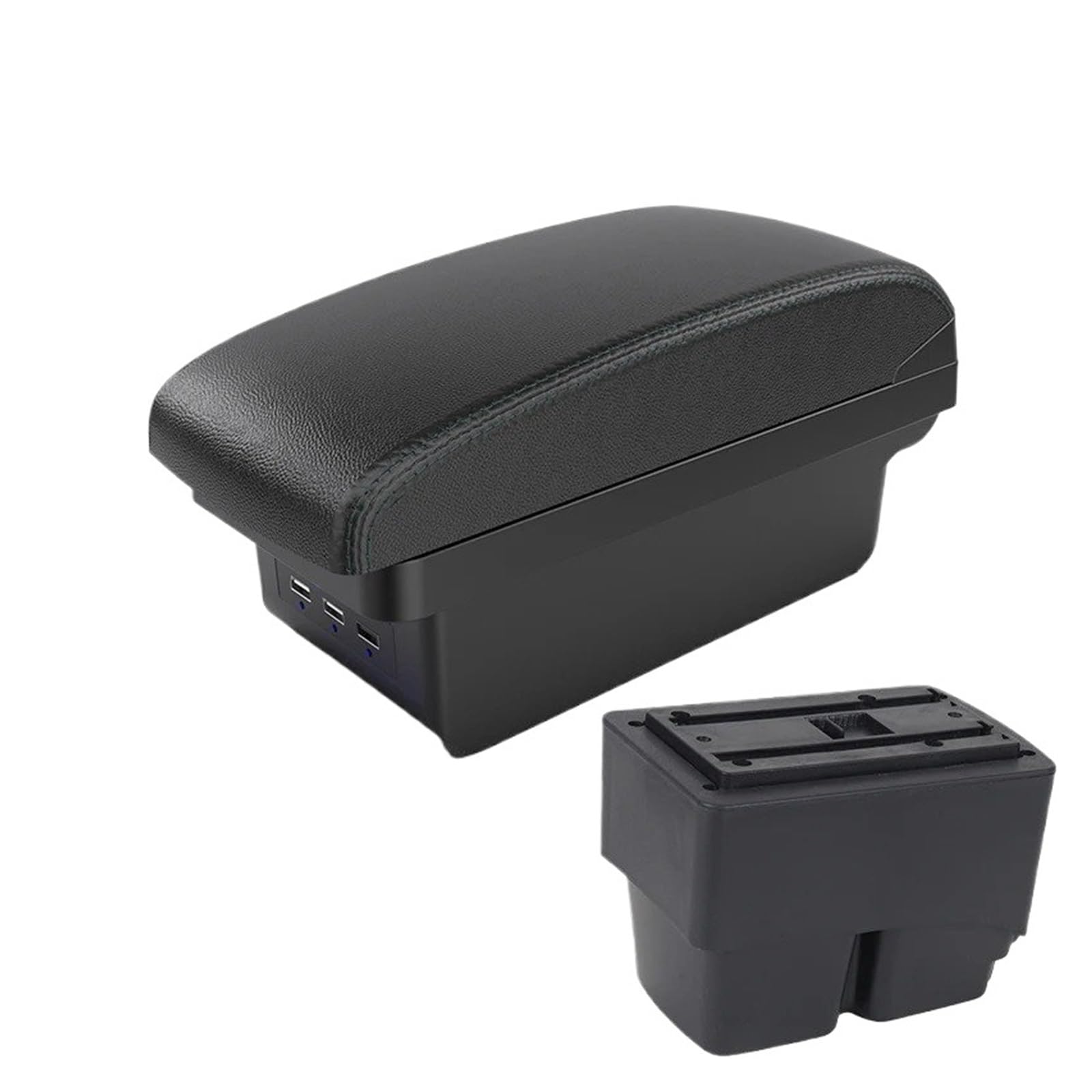 Hguvsjd Armrest Box For For Fiesta MK7 2009-2017 Armrest Dedicated Center Console Modified Storage Box Interior Accessories Car Armrests(B Black line 3 USB)