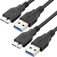 Vista 9 de Cable micro USB 3.0 de 6 pies USB 3.0 A a Micro B compatible con cámara, disco duro externo Seagate, WD Western Digital My Passport y discos duros