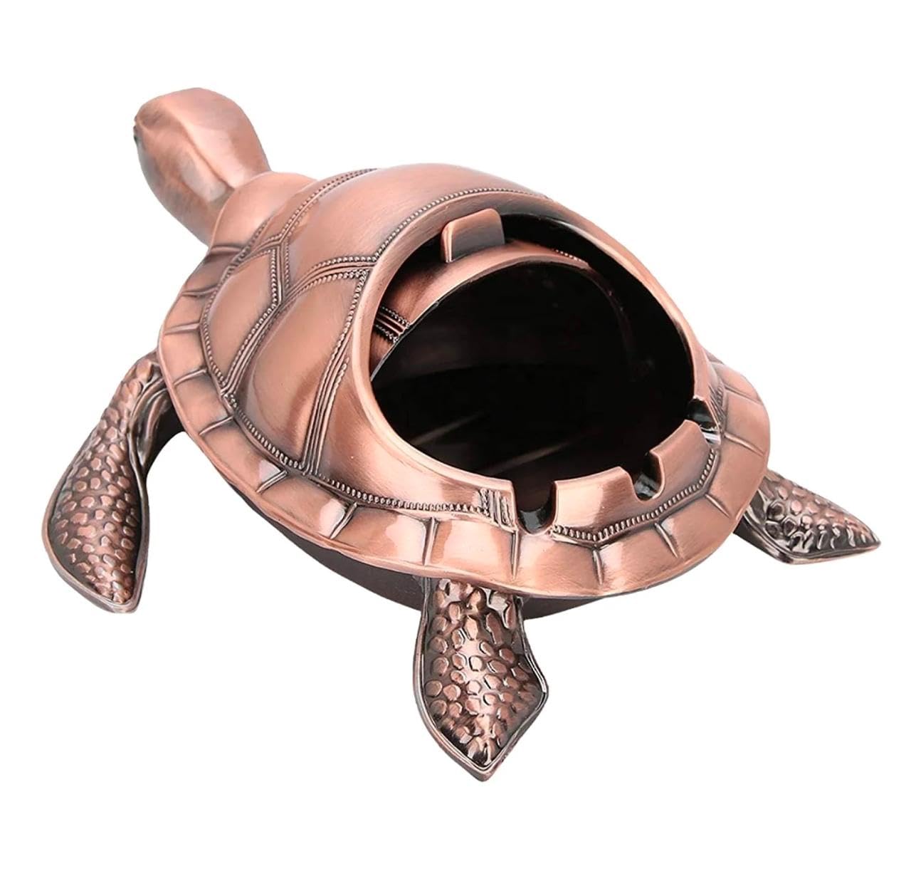 MERISH Vintage Turtle Ashtray with Lid, Metal Windproof Cigarettes Ashtray Ash Holder Tabletop Decorative Ornament for Indoor and Outdoor Use (Bronze)-image-6