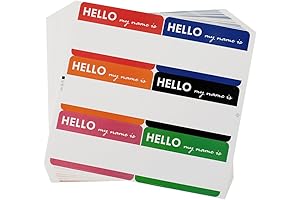 300-Pack Start with Hello Name Tag Stickers in 6 Colors