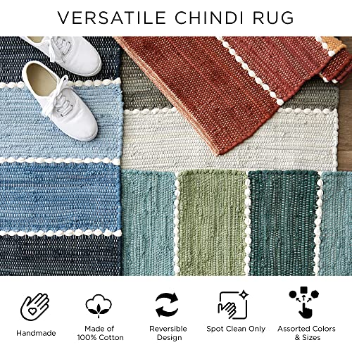 Dii Chindi Home Collection Handwoven Multicolor Area Rag Run, 2X3', Denim #TOP6