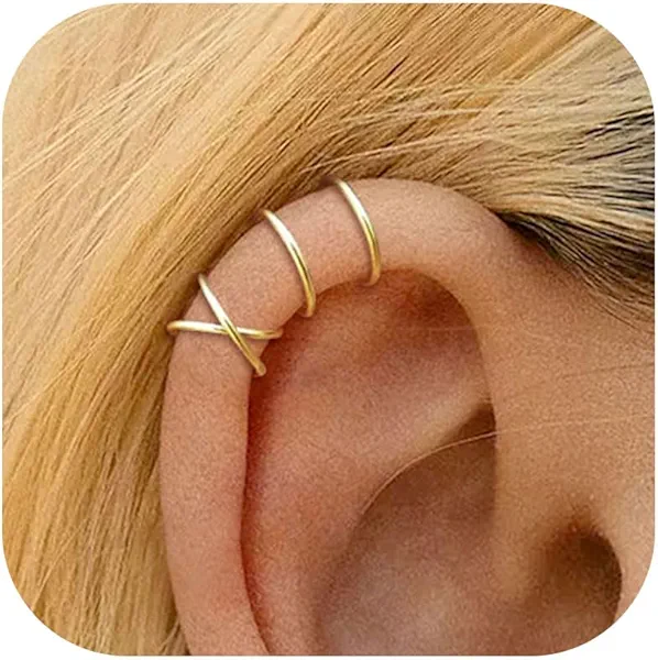 Ear Cuffs Non Piercing Ear Cuff Earrings for Women Trendy Clip on Cartilage Earring Stacks Non Pierced Fake Earrings Jewelry Birthday Christmas Gifts Stocking Stuffers
