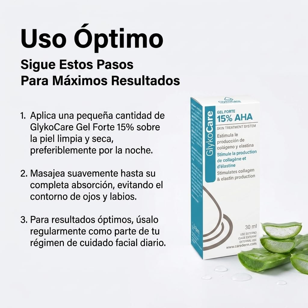 Glykocare Gel Forte 15% Pack | Con Ácido Glicólico 15% | Renovación Cutánea | Con Ácido Salicílico, Ácido Tranexámico, Ácido Láctico y Vitamina E | Ayuda a Mejorar Textura (X4)