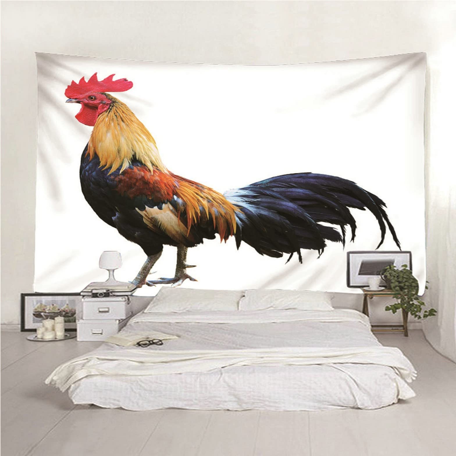 Ethereval Arazzo Hip Hop Decorazione Murale Tela Tema Animale Gallo Moderno Blocca Tenda Muro Bianco Decorazioni In Tessuto Appendere Alle Pareti 350x250cm