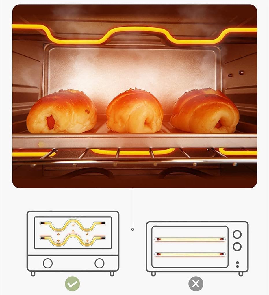 Forno tostapane, Mini Friggitrice Ad Aria Da 9 Litri, Temperatura Regolabile 50-230 ℃ E Timer 30 Minuti Cottura Domestica for Torte Multifunzionale A Convezione Controsoffitto Tostapane(Pink)
