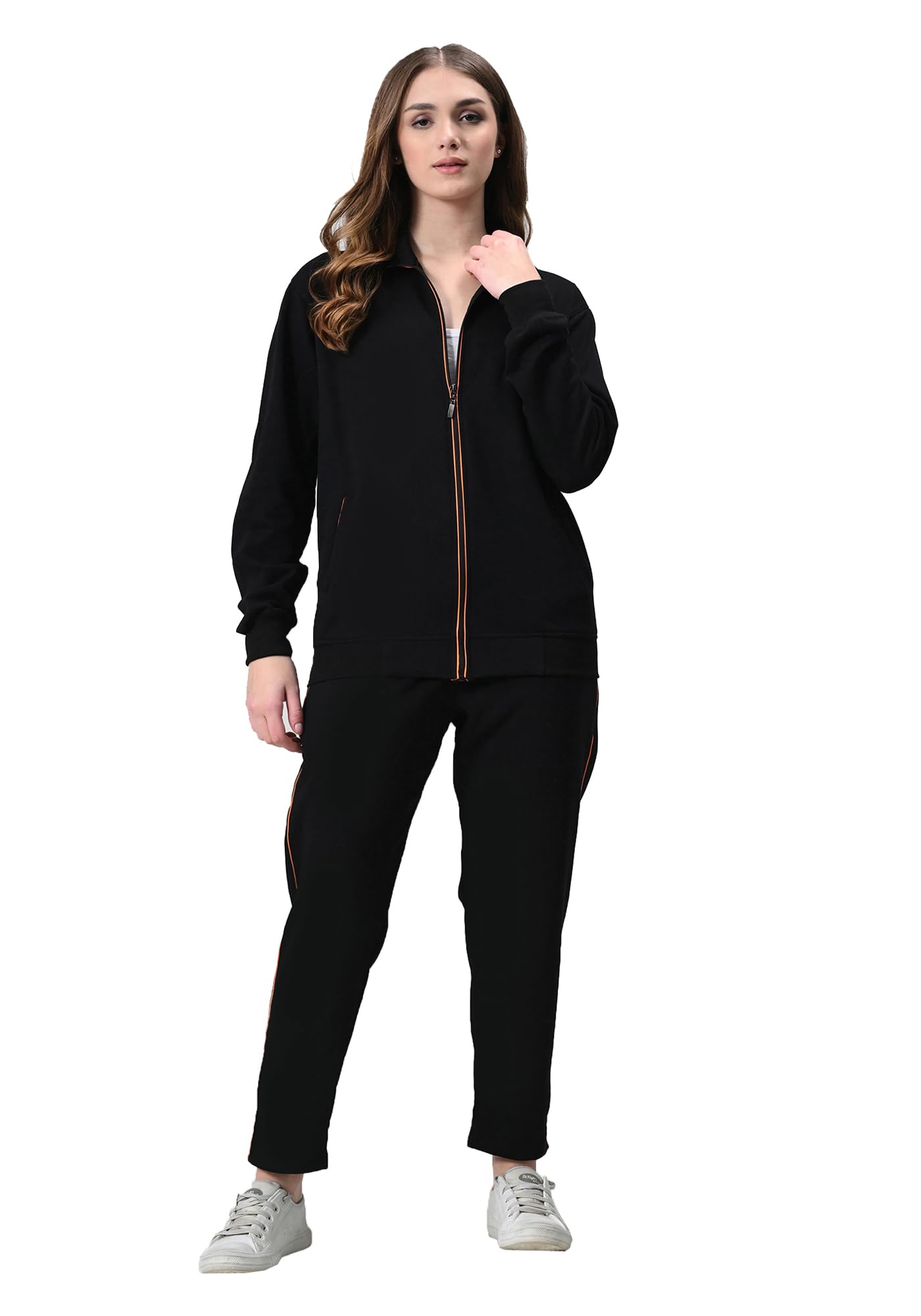 indi weaves Women's Winter Fleece Tracksuit Stylish Piping Detail Full-Zip Jacket with Functional Side Pockets Comfortable and Warm Athletic Jogger Set for Gym, Yoga, and Casual Athleisure Wear-picture-31