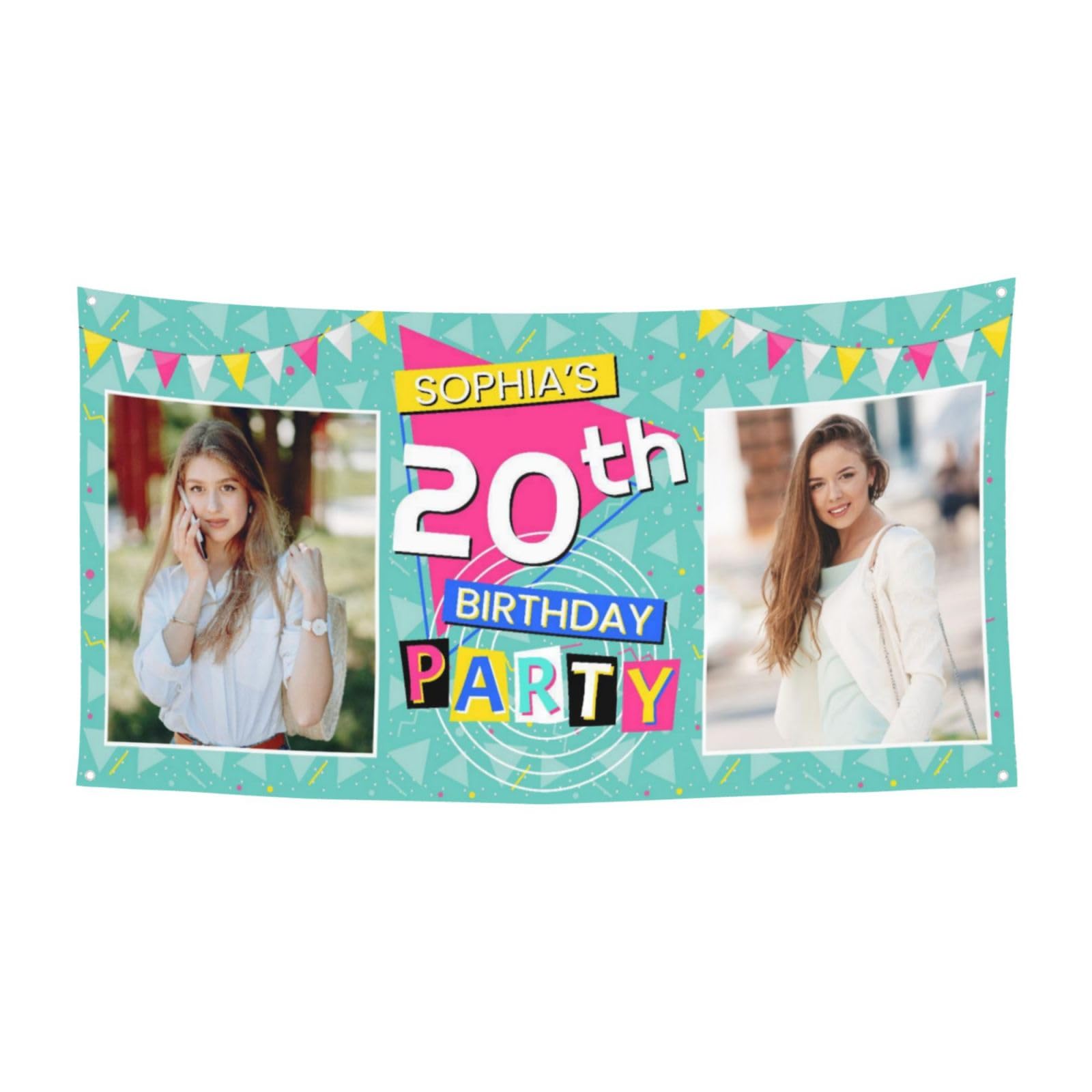 Personalised Birthday Banner Backdrop Background Poster Custom Face Photo Name Any Age Party Decor Celebration for Women Men Son Daughter 70 * 35inch