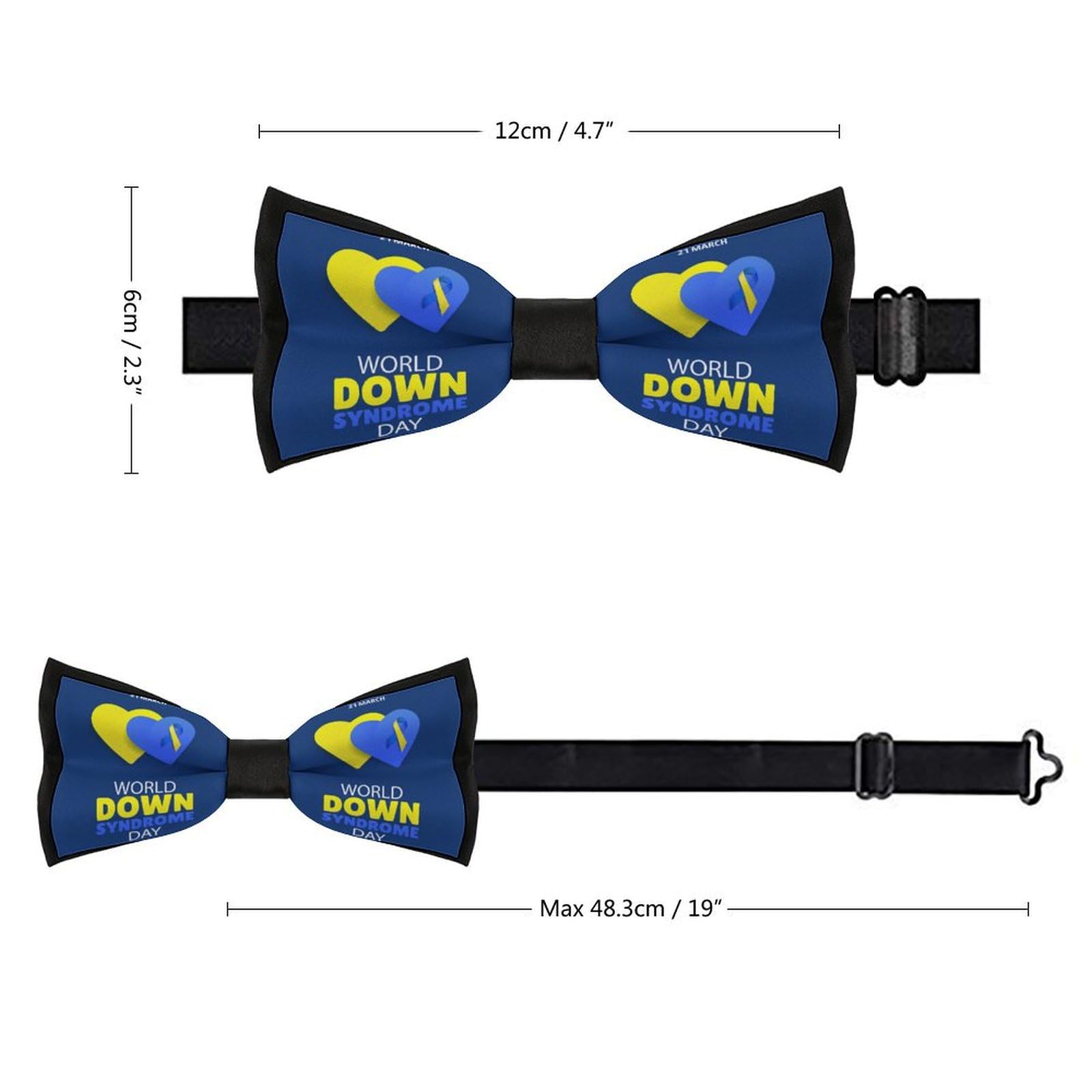 GoasNei World Down Syndrome Awareness Day Bow Tie for Men Adjustable Necktie Funny Tie Neck Ties for Weddings Party