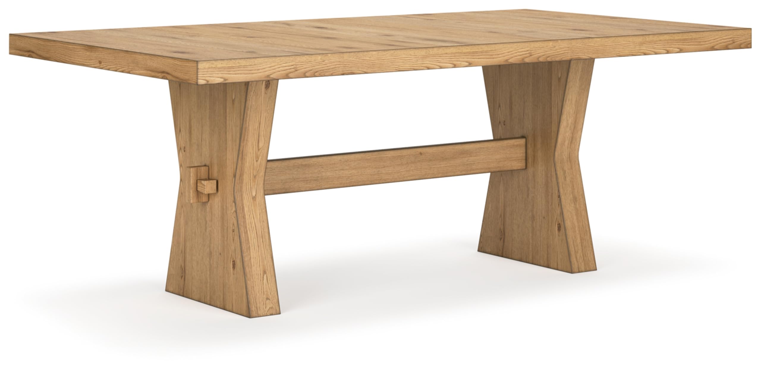Signature Design by Ashley Galliden Farmhouse Dining Table with Extra-Thick Tabletop and Trestle Base, Light Brown