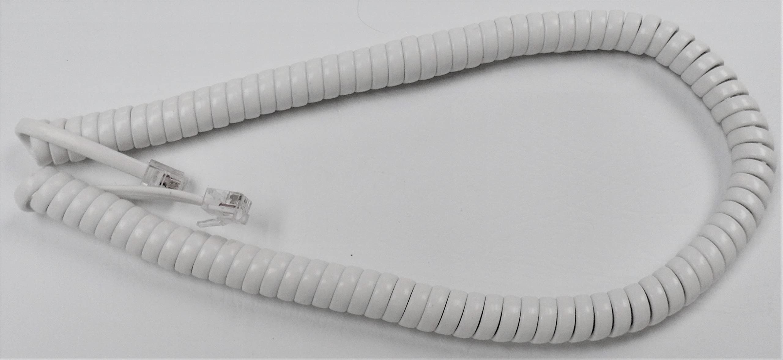 Bright White 12 Ft Handset Cord Compatible with Uniden or Vtech Corded Phone 1100 1100WH 1260 1260WH CEZ 200 202 260 Big Button CEZI998 D3098 DECT3098 CD1153 SN5147 SN6147 Receiver Curly Coil