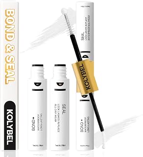 KOLYBEL Lash Bond and Seal and Lash Glue for Lash Clusters,2 in 1 Lash Bond and Seal Waterproof,Flexible Hold & Strong Eyelash Glue,5ml White Bond,5ml Clear Seal