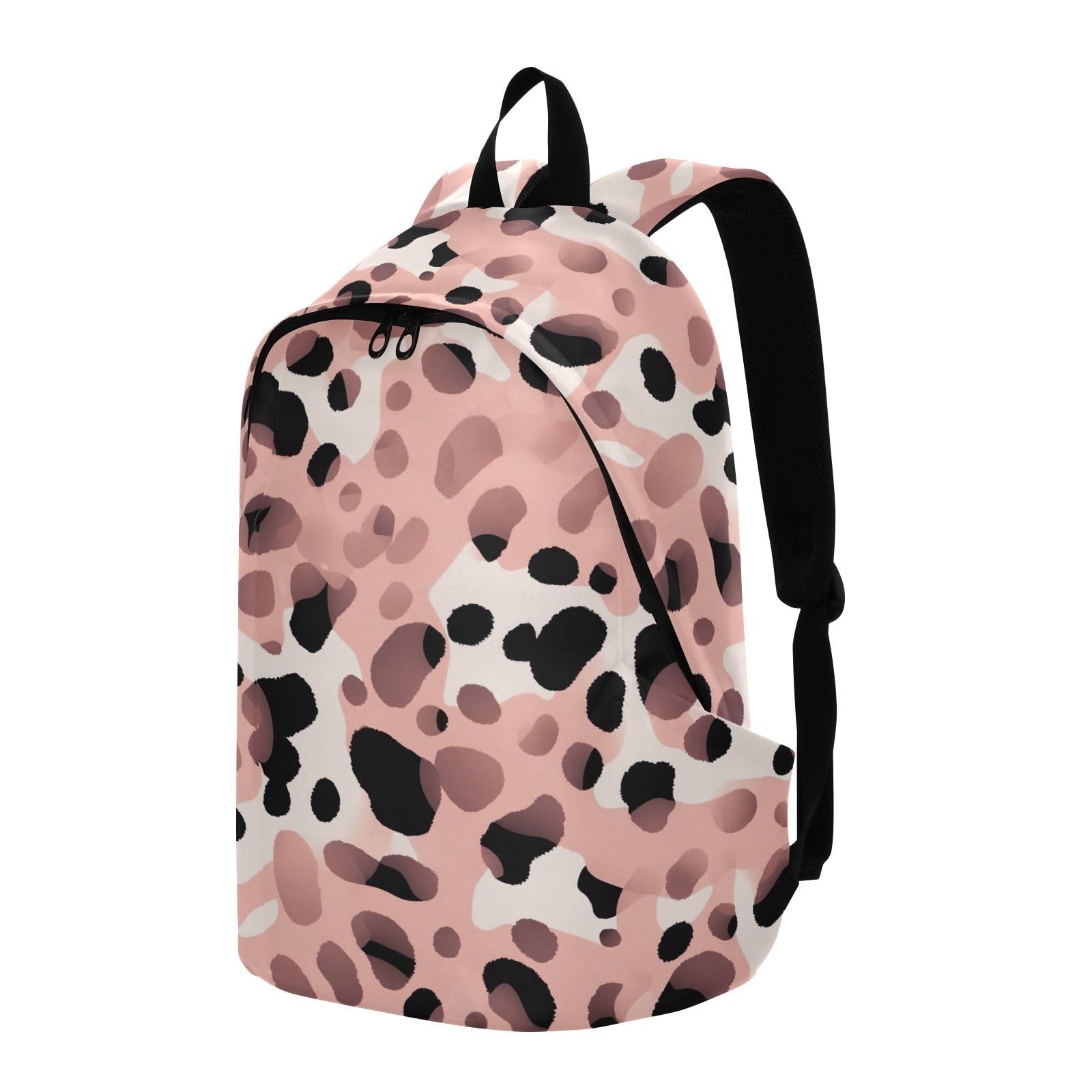 MCHIVER Travel Backpack Leopard Fashion Pink Casual Daypack Backpacks Lightweight Carry on Bag Water Resistant Hiking Backpack for Women and Men