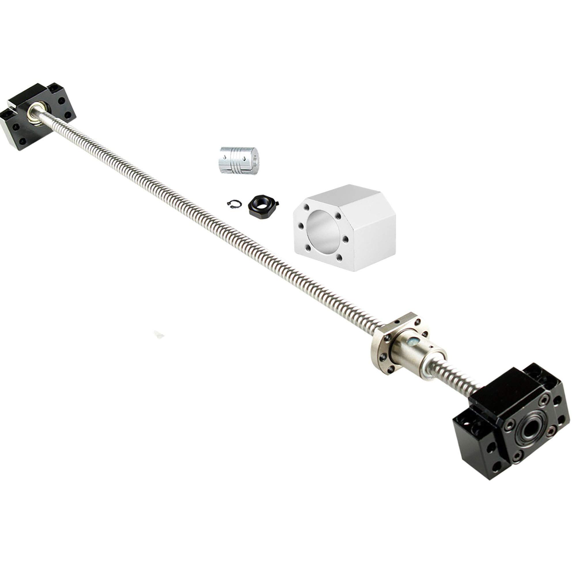 CNCCANEN Ball Screw SFU1605 700mm + BK12/BF12 End Support + DSG16H Nut Housing + 6.35mm x 10mm D25L30 Coupler RM1605 BallScrew Anti-Backlash for CNC