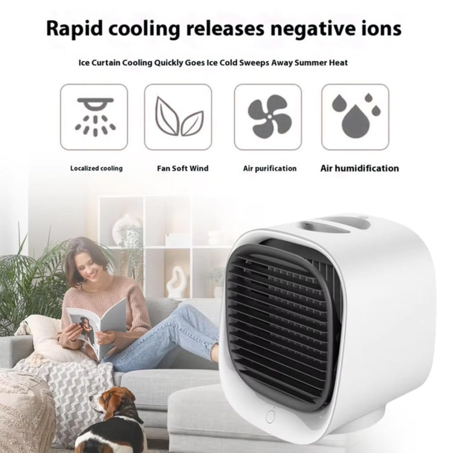 Aira Breeze Ventilator Original,Airabreeze Air Cooler Kleine Wassergekühlte, Tragbarer Ventilator, Schwenkbar, Ideal Für Zu Hause Und Auf Reisen (1 PCS)