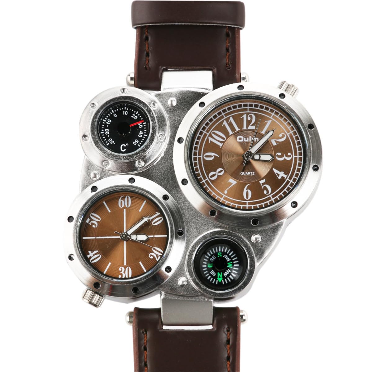 Orologio con Doppio Movimento al Quarzo 9145 da Uomo Sportivo Cinturino Regolabile in Pu e Lega Dura Resistente, per Attività Outdoor