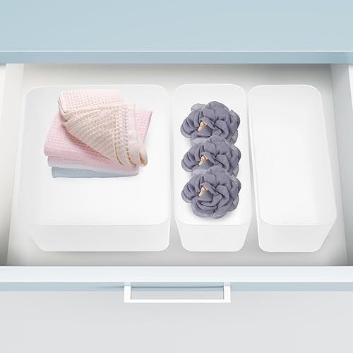 Miniatura 9 de Uonlytech Bandeja divisora de cajones de plástico resistente para escritorio, organizador de escritorio, maquillaje, joyería, papelería, cubiertos