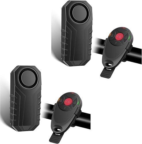 Miniatura 28 de Juego de 2 alarmas inalámbricas para bicicleta con control remoto, alarma antirrobo, alarma inalámbrica con sensor de movimiento, alarma impermeable
