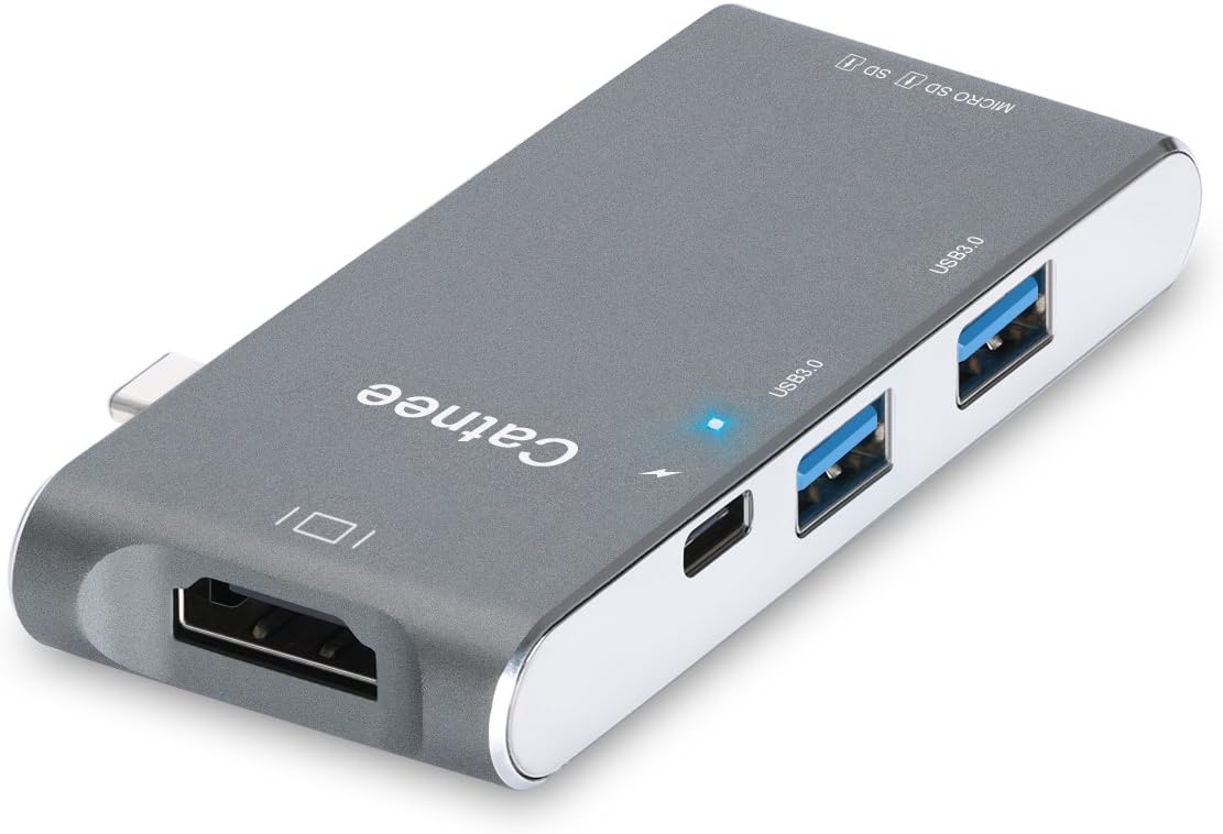 USB Type c/HDMI hub Multi-Port Adapter with C-Type Charging Port HDMI 4K Output TF SD Card Reader 2 USB 3.0 Ports for The New MacBook 6 in 1 (Space Gray)