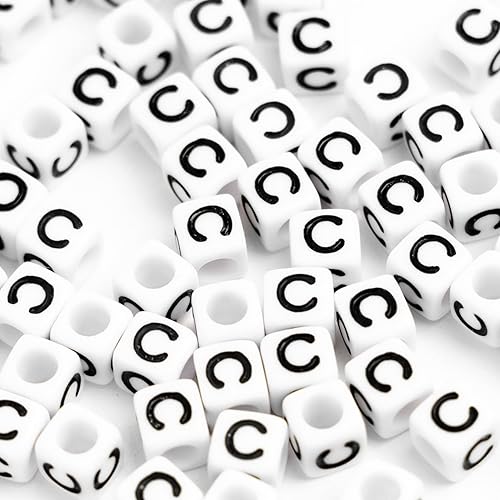 Miniatura 5 de STU-500FZM-C, 500 cuentas de letras acrílicas en forma de cubo de 1564 x 0.236 pulgadas, letras B, cuentas del alfabeto para hacer pulseras,