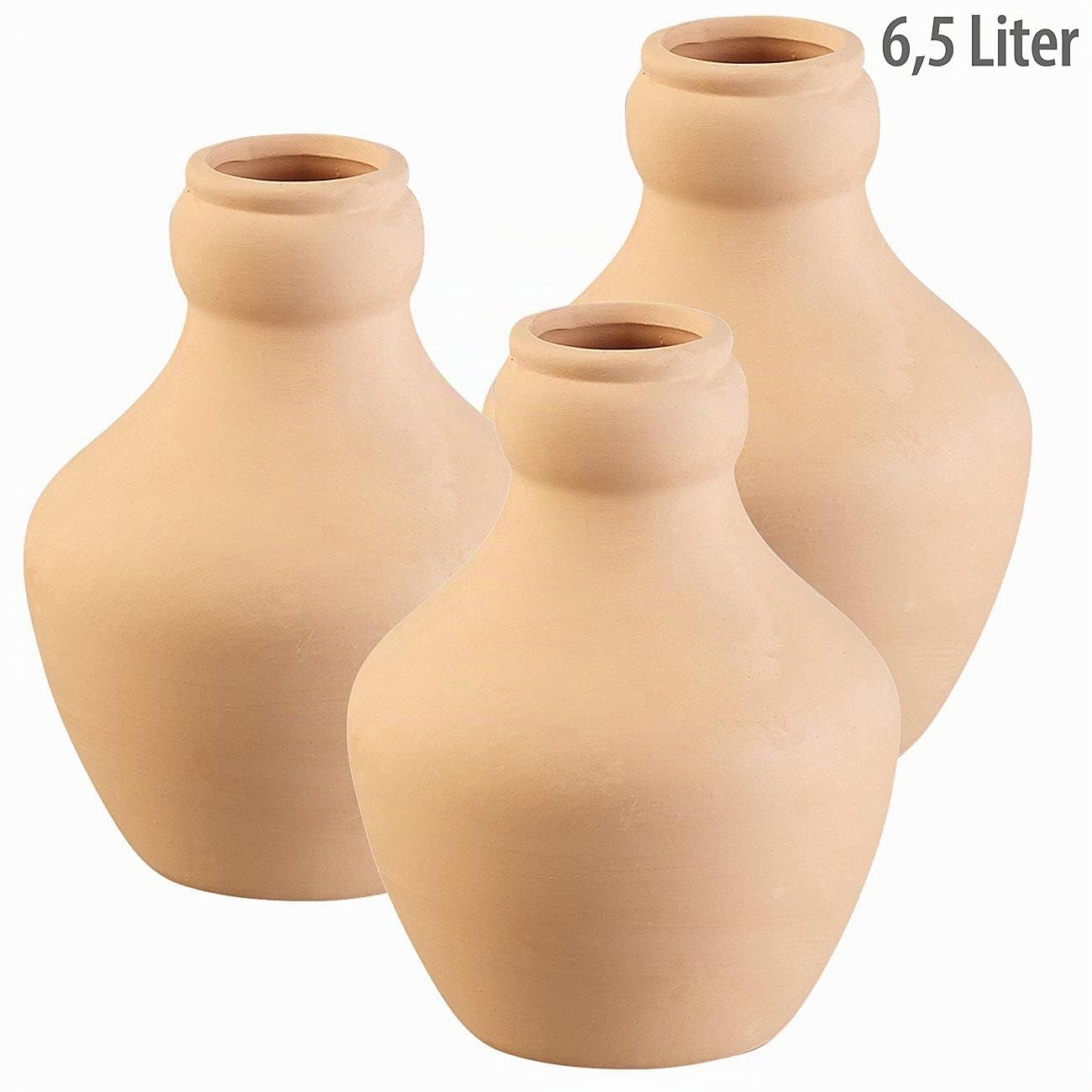 Royal Gardineer Tonbewässerung: 3er-Set Terracotta-Bewässerungskugeln für Gartenbeete, 6,5 Liter (Bewässerung Terracotta, Olla Bewässerung, Töpfe)